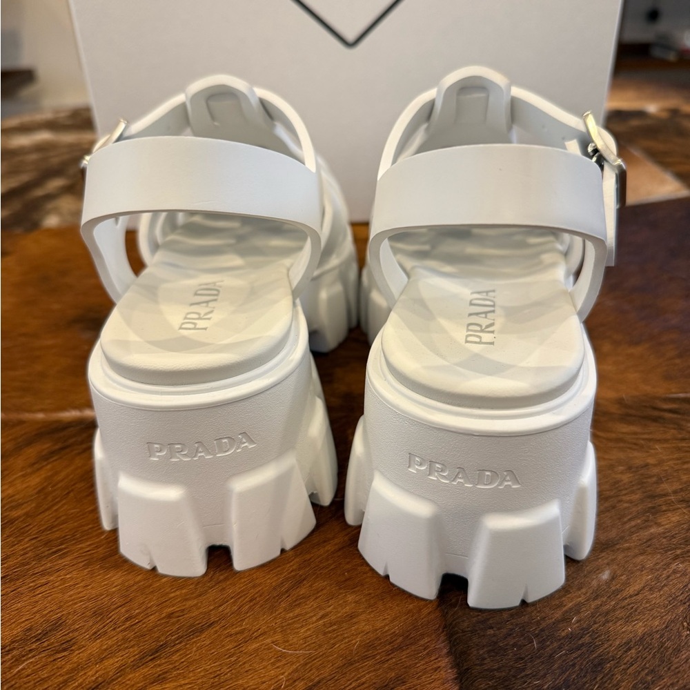 New in Box Prada Monolith Rubber Sandals - White - Picture 6 of 9